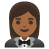 🤵🏾‍♀️ woman in tuxedo: medium-dark skin tone display on Google